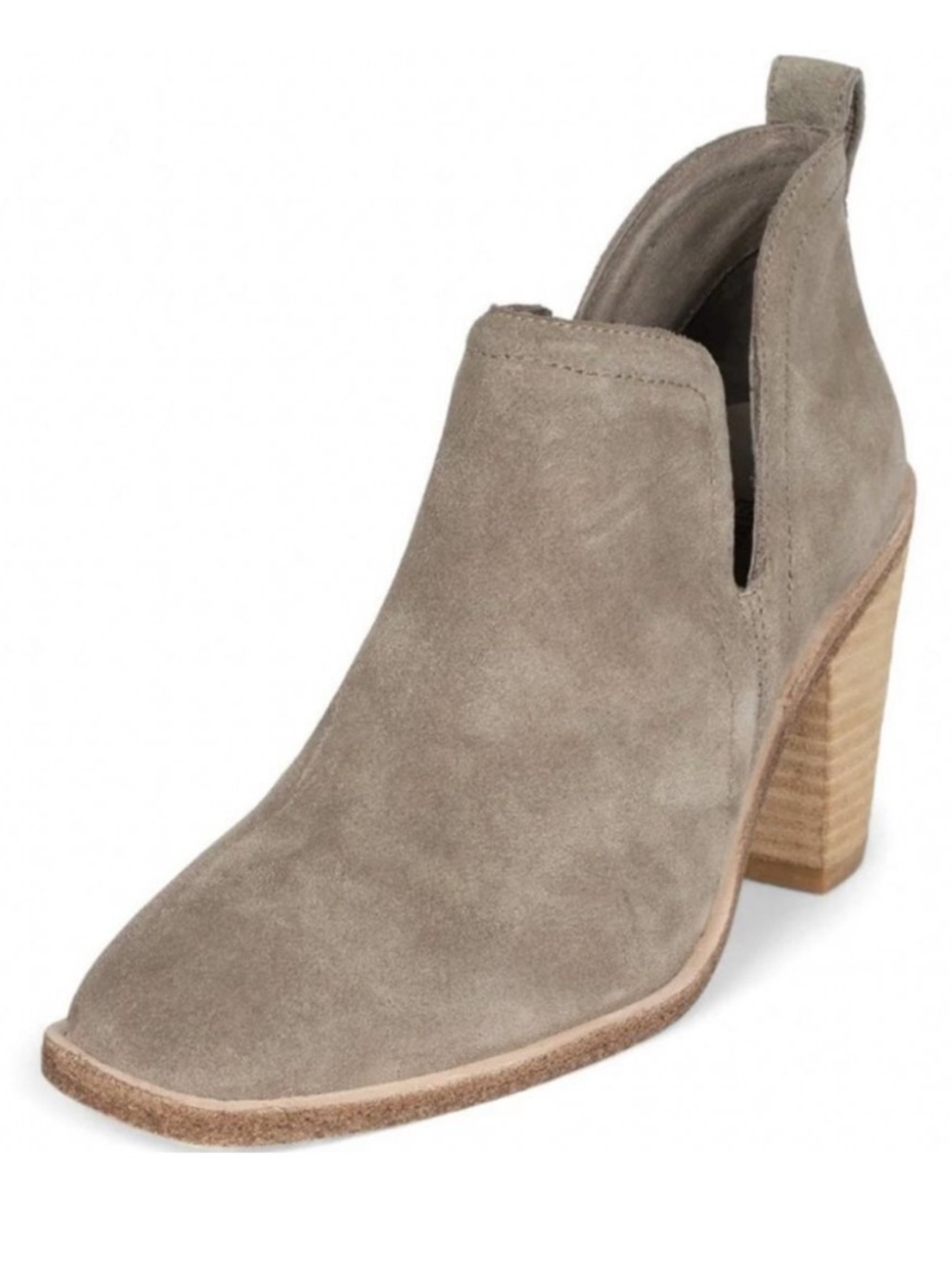 Jeffrey Campbell Rosee Taupe Suede Block Heel Ankle Booties Size‎ 8 Minimalist